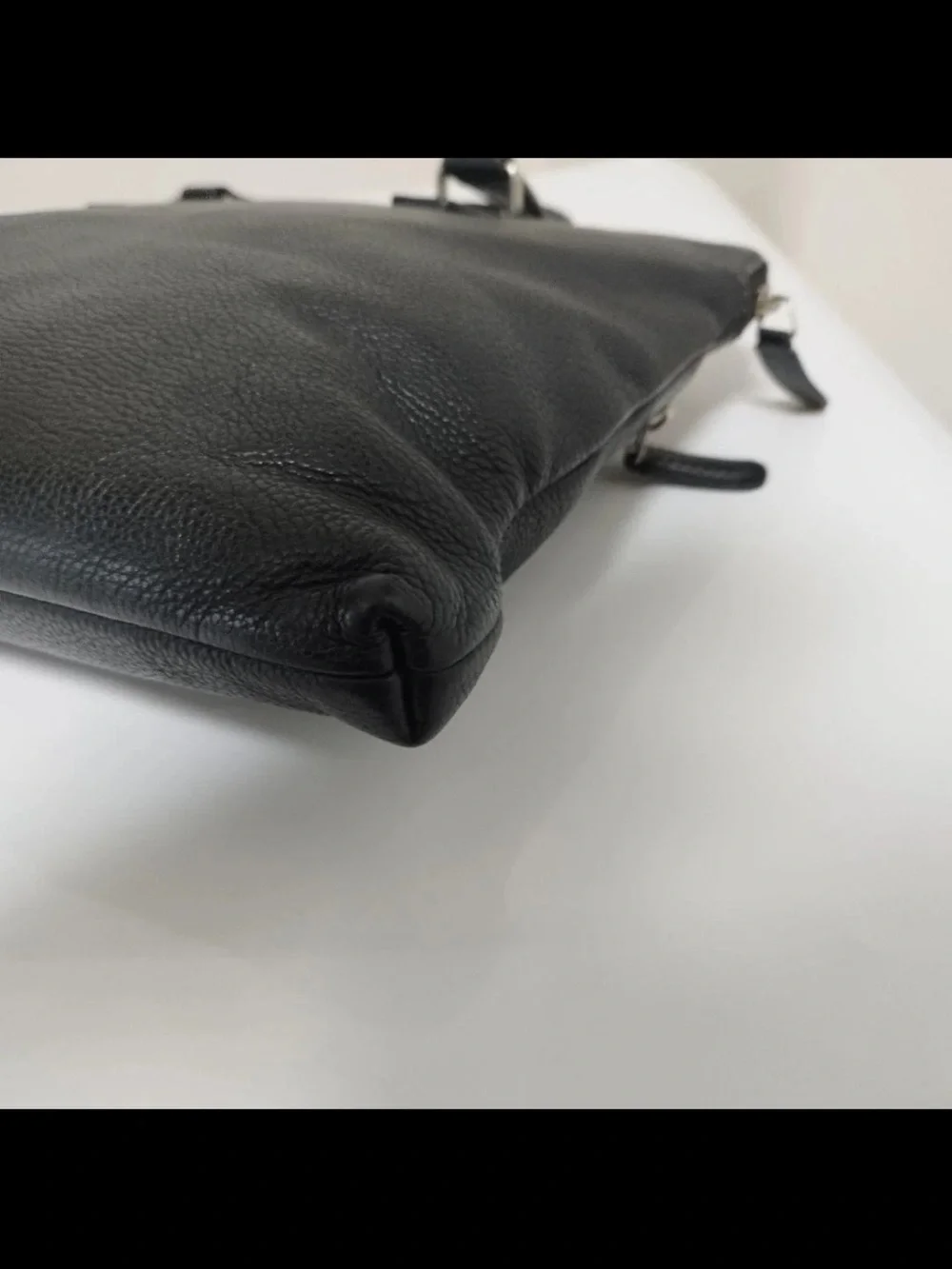 Salvatore Ferragamo Black Pebbled Leather Briefcase